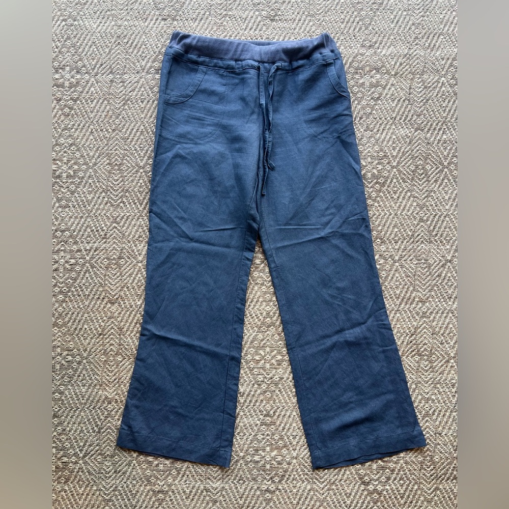 Sandro Womens Pants‎ 12 Gray Grey Wide Leg Linen Elastic Tie Waist